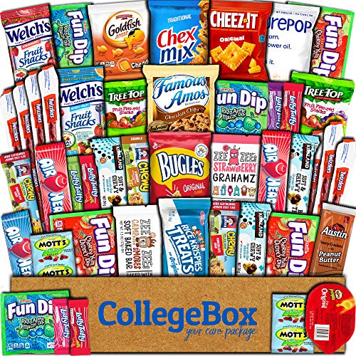 College Box Care Package (45 Count) Snacks Cookies Bars Chips Candy Ultimate Variety Gift Box Pack Assortment Basket Bundle Mixed Sampler Treats College Students Office Fall Back To School Halloween