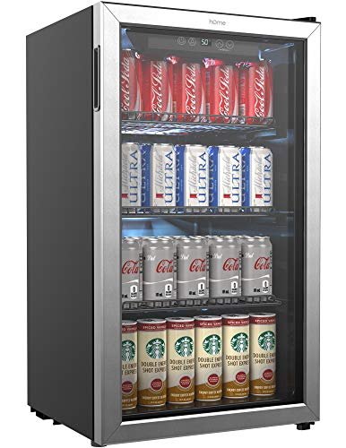 Homelabs Beverage Refrigerator And Cooler 120 Can Mini Fridge With Glass Door For Soda Beer Or Wine Small Drink Dispenser Machine For Office Or Bar With Adjustable Removable Shelves