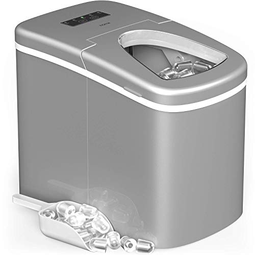 Homelabs Portable Ice Maker Machine For Countertop Makes 26 Lbs Of Ice Per 24 Hours Ice Cubes Ready In 8 Minutes Electric Ice Making Machine With Ice Scoop And 1.5 Lb Ice Storage Metallic Gray