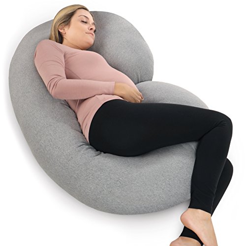 Pharmedoc Pregnancy Pillow With Jersey Cover, C Shaped Full Body Pillow Available In Grey, Blue, Pink, Mint Green