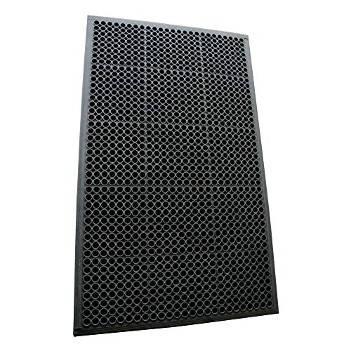 Rubber Cal 03 122 Wbk 1/2 Inch Dura Chef Anti Slip Rubber Kitchen Mat, 1/2" X 36" X 60", Black