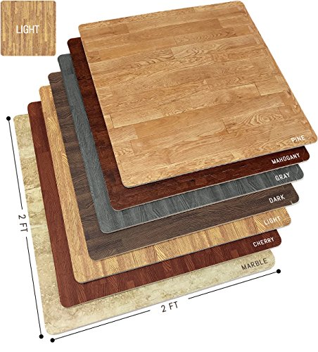 Sorbus Interlocking Floor Mat Print, Wood Grain Light (6 Piece)