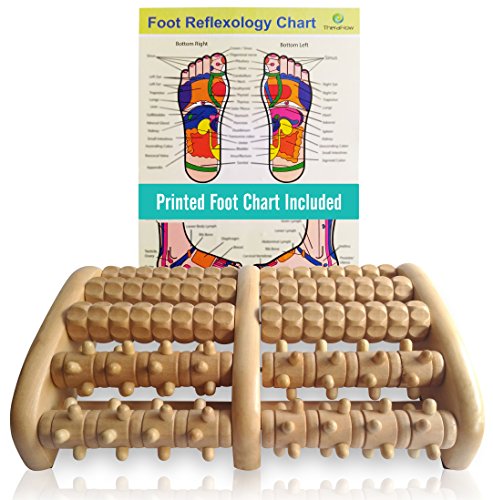 Theraflow (xl) Dual Foot Massager Roller Relax, Relieve Foot Pain, Plantar Fasciitis. 2018 Enhanced Model. Laminated Foot Chart And Detailed Instructions Included. Stress Relief. Relaxation Gift