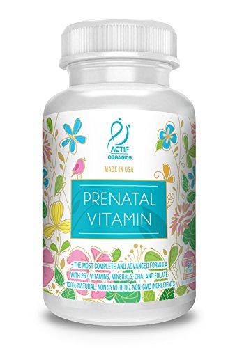 Actif Organic Prenatal Vitamin With 25+ Organic Vitamins, 100% Natural, Dha, Epa, Omega 3, And Organic Herbal Blend Non Gmo, 90 Count