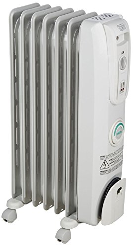 Delonghi Oil Filled Radiator Space Heater, Quiet 1500w, Adjustable Thermostat, 3 Heat Settings, Energy Saving, Safety Features, Nice For Home With Pets/kids, Light Gray, Comfort Temp Ew7707cm