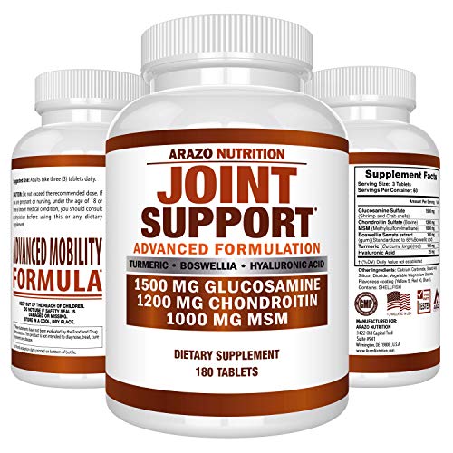 Glucosamine Chondroitin Turmeric Msm Boswellia Joint Support Supplement For Relief 180 Tablets Arazo Nutrition