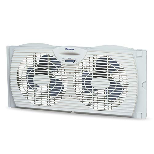 Holmes Window Fan With Twin 6 Inch Reversible Airflow Blades, White