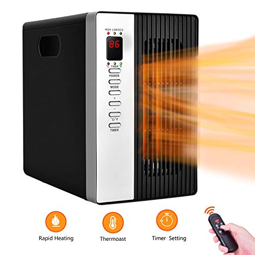 Portable Infrared Heater 1500w Electric Heater With 3 Modes, Timer Setting, Remote Control Portable Ceramic Heater Intelligent Programmable Thermostat, Energy Saving Indoor Space Heater For Home