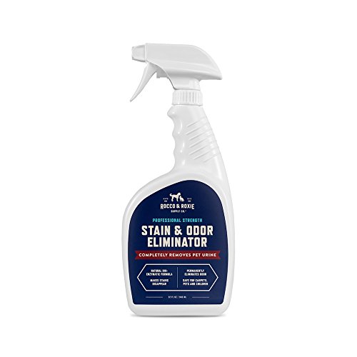 Rocco & Roxie Supply Professional Strength Stain And Odor Eliminator, Enzyme Powered Pet Odor And Stain Remover For Dogs And Cat Urine, Spot Carpet Cleaner For Small Animal, 32 Oz.