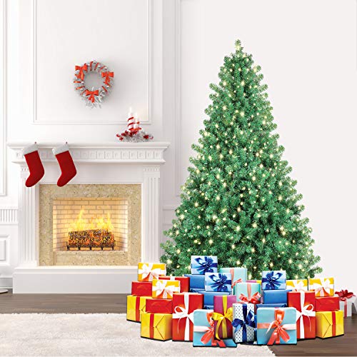 Shareconn 6.5ft Pre Lit Premium Artificial Spruce Hinged Christmas Tree With 350 Clear Lights, 1300 Branch Tips And Metal Stand
