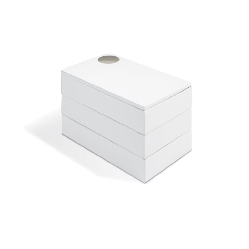 Umbra Spindle Jewlery Box, Wood Jewelry Box With White High Gloss Finish