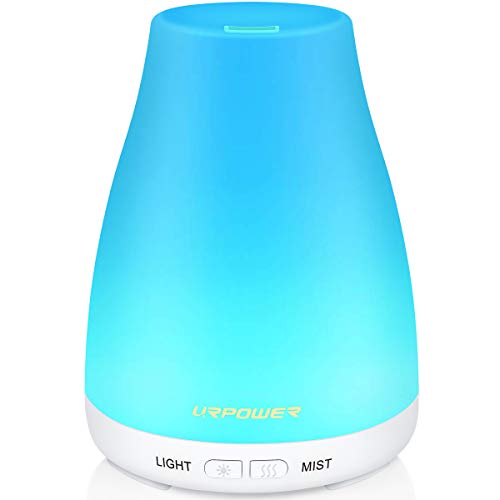 Urpower 2nd Version Essential Oil Diffuser Aroma Essential Oil Cool Mist Humidifier With Adjustable Mist Mode,waterless Auto Shut Off And 7 Color Led Lights Changing For Home (white)