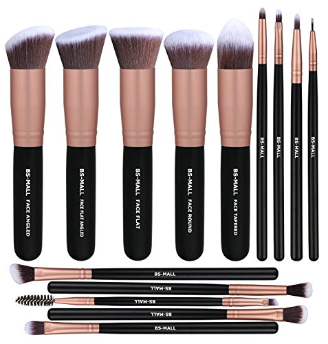 Bs Mall Makeup Brushes Premium Synthetic Foundation Powder Concealers Eye Shadows Makeup 14 Pcs Brush Set, Rose Golden, 1 Count