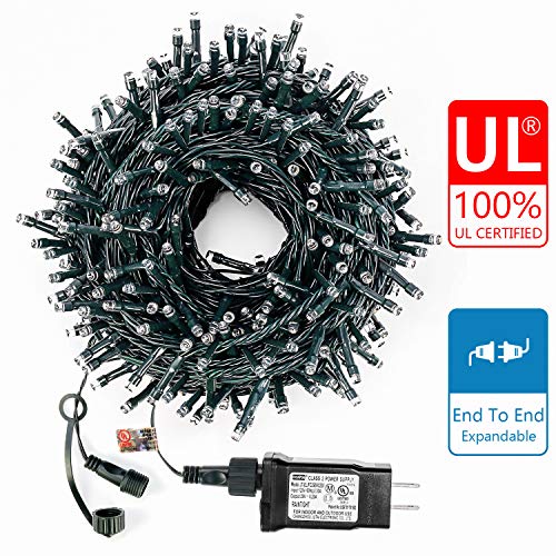 Decute 105ft 300 Led Waterproof Christmas String Lights Ul Certified With End To End Plug 8 Modes, Outdoor Indoor Starry Light For Christmas Tree Halloween Patio Garden Wedding Party Decor, Warm White