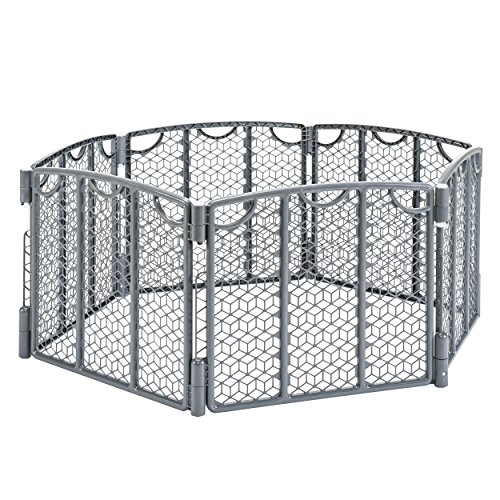 Evenflo Versatile Play Space, Indoor & Outdoor Play Space, Easy & Quick Assembly, Portable, 18.5 Square Feet Of Enclosed Space, Durable Construction, For Children 6 To 24 Months, Cool Gray