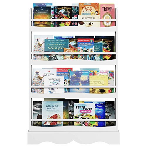 Homfa Kids Bookshelf, 4 Tier Children's Bookcase Rack Free Standing Against The Wall, Display Storage Shelves For Books Toys In Study Living Room Bedroom, 31.5" L X 4.5" W X 46.5" H, White