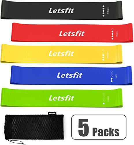 Letsfit Resistance Loop Bands, Resistance Exercise Bands For Home Fitness, Stretching, Strength Training, Physical Therapy, Natural Latex Workout Bands, Pilates Flexbands, 12" X 2"