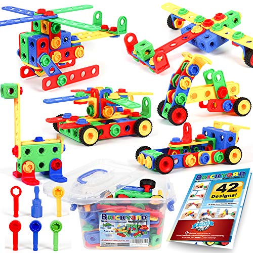 163 Piece Stem Toys Kit, Educational Construction Engineering Building Blocks Learning Set For Ages 3 4 5 6 7 8 9 10 Year Old Boys & Girls By Brickyard, Best Kids Toy, Creative Games & Fun Activity
