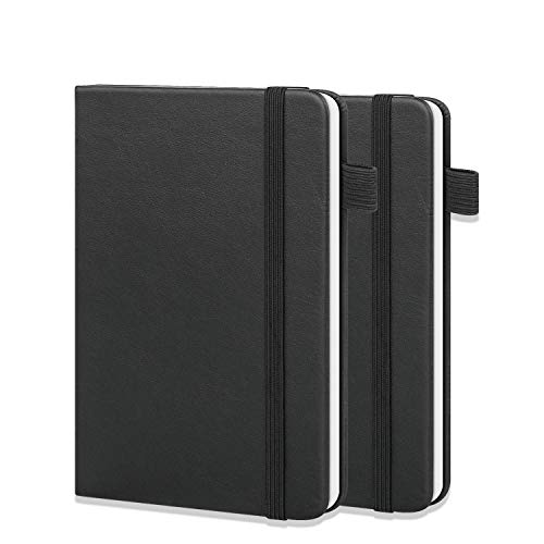 2 Pack Pocket Notebook Journal Notepad 3.5" X 5.5", Ruled/lined, Small Notebook Hardcover Mini Journal With Pen Holder, Premium 120gsm Thick Paper, Elastic Closure, Bookmark, Inner Pocket