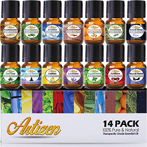 Artizen Aromatherapy Top 14 Essential Oil Set (100% Pure & Natural) Therapeutic Grade Essential Oils All Of Our Most Popular Scents And Best Essential Oil Blends