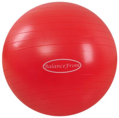 Balancefrom Anti Burst And Slip Resistant Exercise Ball Yoga Ball Fitness Ball Birthing Ball With Quick Pump, 2,000 Pound Capacity (58 65cm, L, Red)