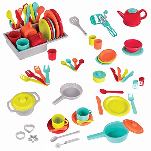 Battat Deluxe Kitchen Pretend Play Accessory Toy Set (71 Pieces Including Pots & Pans)