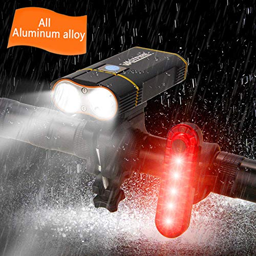 Best Mountain Bike Lights For Night Riding,1000 Lumens Bike Headlight 2 Led【upgrade Mount】,usb Rechargeable Bicycle Headlight & Rear Light Set For Road Commuting,front & Back Bike Light Flashing Light