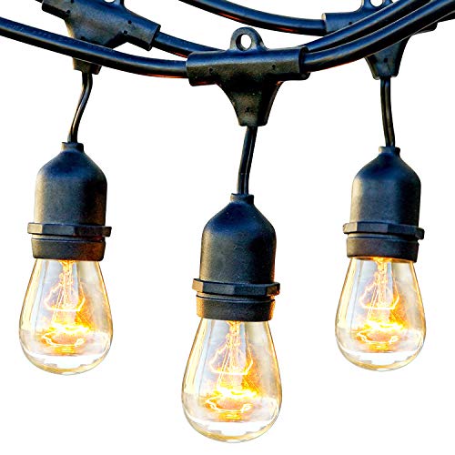 Brightech Ambience Pro Waterproof Outdoor String Lights Hanging Industrial 11w Edison Bulbs 48 Ft Vintage Bistro Lights Create Great Ambience In Your Backyard, Gazebo
