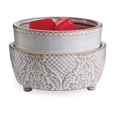 Candle Warmers Etc 2 In 1 Candle And Fragrance Warmer For Warming Scented Candles Or Wax Melts And Tarts With To Freshen Room, Vintage White