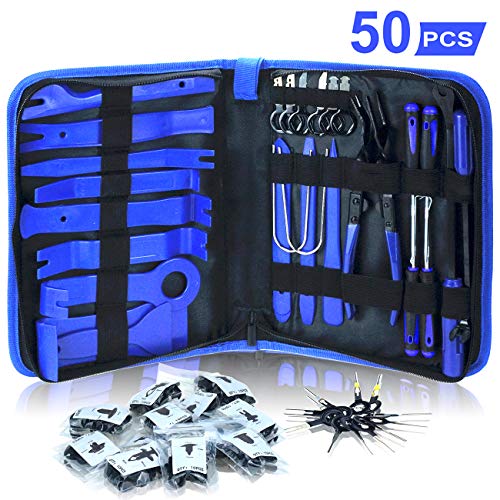 Dualeco Trim Removal Tool Set 50pcs, Car Trim Puller Tool Kit, Plastic Pry Tools Set For Trim/panel/door/audio, Auto Clip Pliers/fastener Remover Set, Car Terminal/stereo Removal Tool