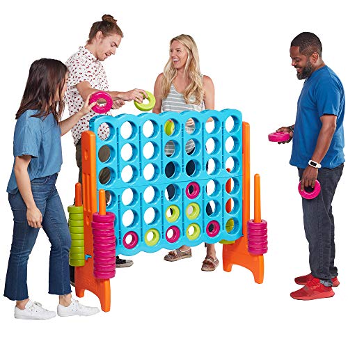 Ecr4kids Jumbo 4 To Score Giant Game Set, Backyard Games For Kids, Jumbo Connect All 4 Game Set, Indoor Or Outdoor Game, Adult And Family Fun Game, Easy To Transport, 4 Feet Tall, Vibrant