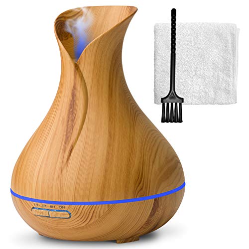 Everlasting Comfort Diffuser For Essential Oils (400ml) Super High Aroma Output With Cleaning Kit Etl Certified Light Wood