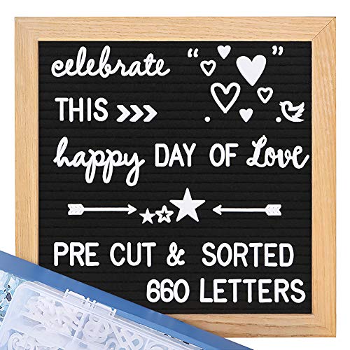 Felt Letter Board With Letters Pre Cut & Sorted 660 Letters Cursive Word Pack, 10x10 Letter Board, Letterboard, Message Board, Letter Boards With Stand, Sorting Tray, Wall Mount.