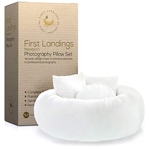 First Landings Newborn Photography Props | Photo Donut Prop And 3 Posing Pillows | Baby Basket For Pictures | Baby Photography Props For Boy Or Girl | Valentine's Day Photo Props