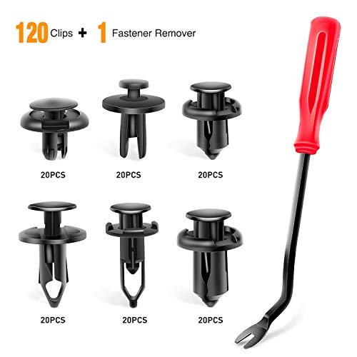 Gooacc Grc 30 120pcs Car Retainer 6.3mm 8mm 9mm 10mm Expansion Screws Replacement Kit Bumper Push Rivet Clips, 1pc Fastener Remover