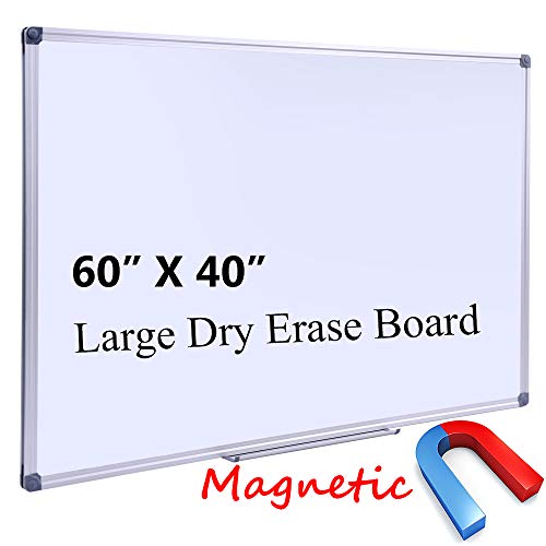 Large 60 X 40 In Magnetic Dry Erase Board With Pen Tray| Wall Mounted Aluminum Message Presentation Memo White Board For Office Home And School (60" X 40")