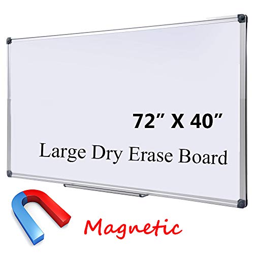 Large 72 X 40 In Magnetic Dry Erase Board With Pen Tray| Wall Mounted Aluminum Message Presentation Memo White Board For Office Home And School (72" X 40")
