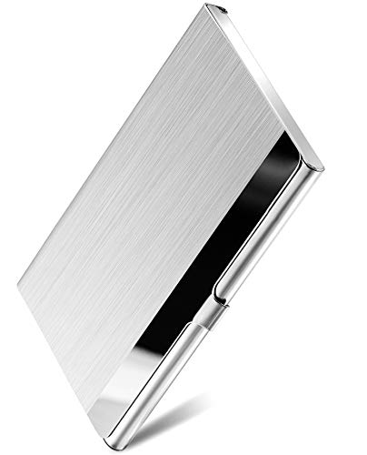 Maxgear Professional Metal Business Card Holder Pocket Business Card Case Slim Business Card Carrier Business Card Holders Wallet For Men & Women, 3.7 X 2.3 X 0.3 Inches, Stainless Steel, Silver