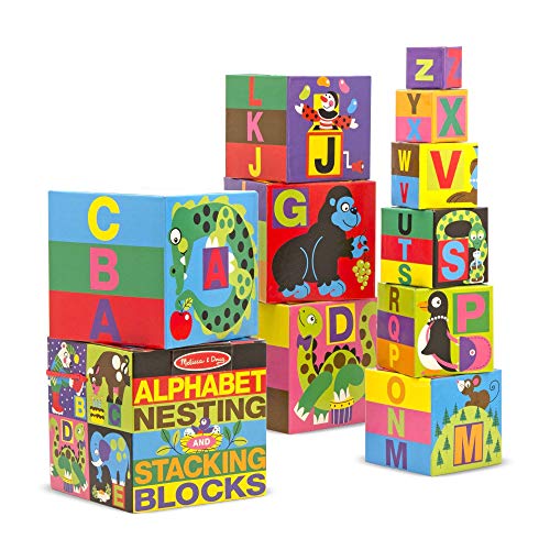 Melissa & Doug Alphabet Nesting And Stacking Blocks (developmental Toys, Easy Storage, 10 Cardboard Nesting Boxes, Great Gift For Girls And Boys Best For 2, 3, And 4 Year Olds)