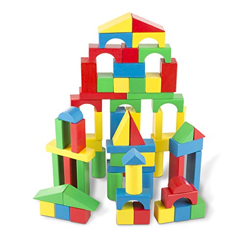 Melissa & Doug Wooden Building Blocks Set (developmental Toy, 100 Blocks In 4 Colors And 9 Shapes, Great Gift For Girls And Boys Best For 3, 4, 5, 6, 7, And 8 Year Olds)