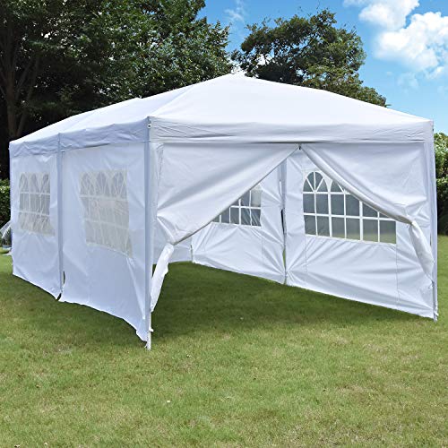Nsdirect 10 X 20 Ft Pop Up Outdoor Canopy Tent,heavy Duty Easy Portable Wedding Party Tent Carrying Bag Adjustable Folding Gazebo Pavilion Patio Shelter With 6 Removable Side Walls Tent,white