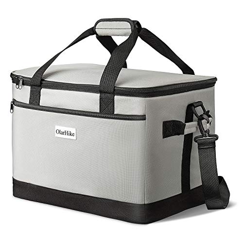 Olarhike 30 Liter Large Cooler Lunch Bag, Collapsible And Insulated Lunch Box Leakproof Cooler Bag For Camping, Picnic, Bbq, Family Outdoor Activities (grey)