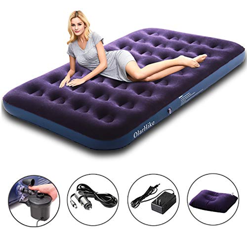 Olarhike Twin Air Mattress With Electric Pump, Portable Air Bed Blow Up Mattress For Camping Car, Repair Patches | Pillow Included