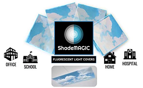 Shademagic Fluorescent Light Covers For Classroom Office Light Filter Pack Of (4); Eliminate Harsh Glare That Causing Eyestrain And Head Strain. Office & Classroom Decorations. Light Diffusers (4)