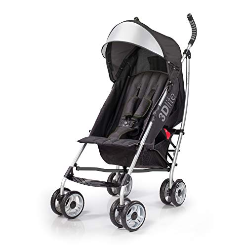 Summer 3dlite Convenience Stroller, Black Lightweight Stroller With Aluminum Frame, Large Seat Area, 4 Position Recline, Extra Large Storage Basket Infant Stroller For Travel And More