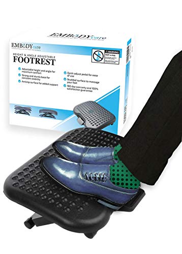 Under Desk Foot Rest & Adjustable Footrest Ergonomic Footrest For Desk Soothes Your Tired & Achy Feet Office Foot Rest Under Desk With Foot Massager (charcoal Grey) Best Footrests By Embody Care