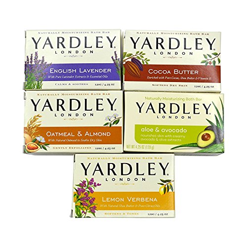 Yardley London Soap Bath Bar Bundle 10 Bars: English Lavender, Oatmeal And Almond, Aloe And Avocado, Cocoa Butter, Lemon Verbena 4.25 Ounce Bars (pack Of 10 Bars, Two Of Each)