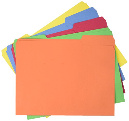 Amazonbasics Amz401 File Folders Letter Size (100 Pack) Assorted Colors