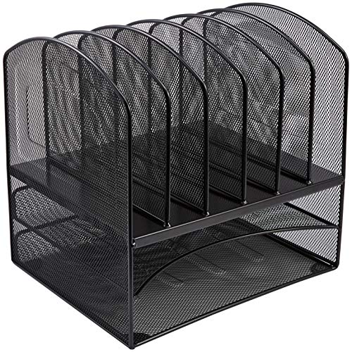 Amazonbasics Mesh Six Slot File Storage Office Organizer With Double Tray