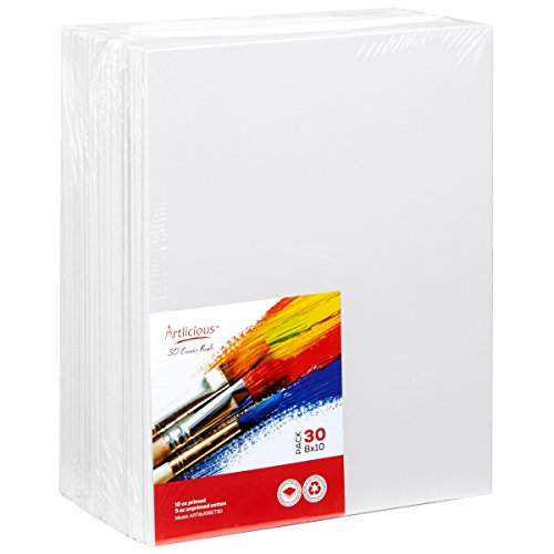 Artlicious 30 Classroom Value Pack 8x10 Primed Canvas Panel Boards